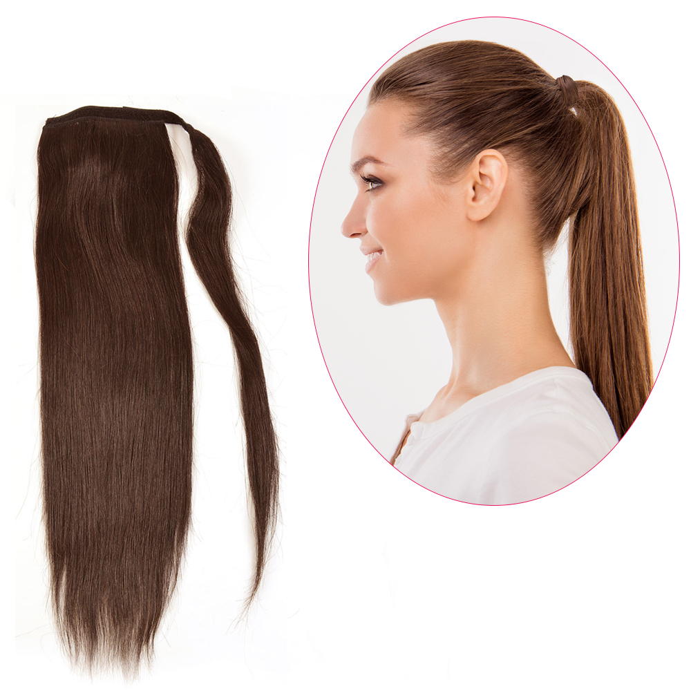 Human Hair Velcro Ponytail - Silky Straight-Thick 18"